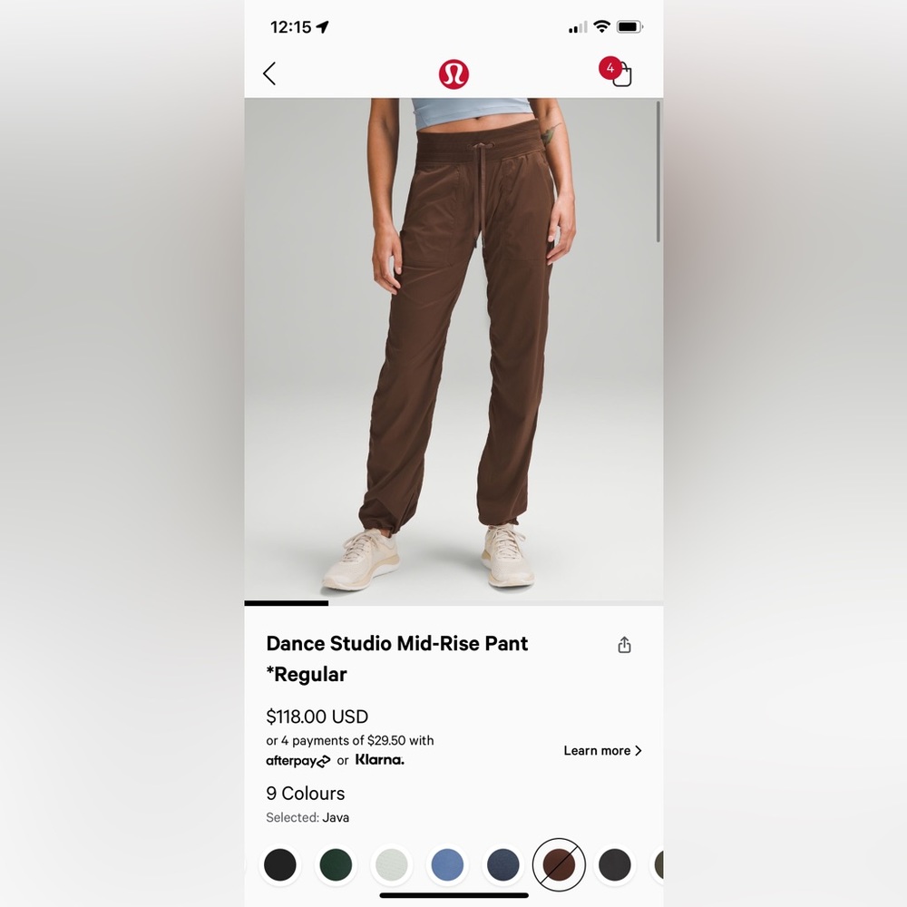 Mid rise dance studio pant